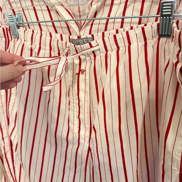 J.Crew • 100% Cotton Striped Pajama Set Medium Red White Lounge Set